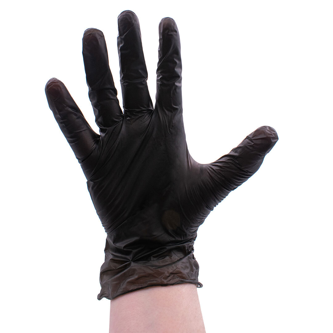 Colortrak Gloves: Black Disposable Vinyl Gloves - Large 100pc