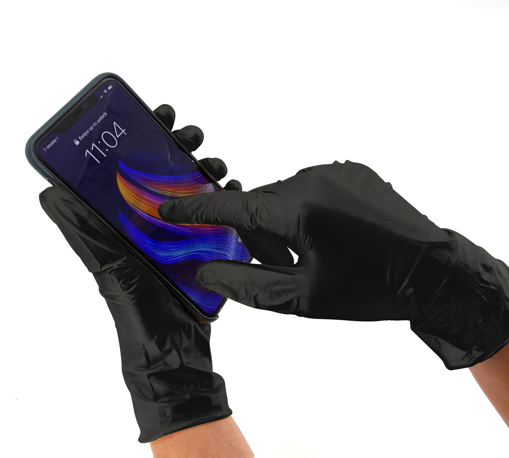 Colortrak Gloves: Midnight Black Nitrile Gloves - Large