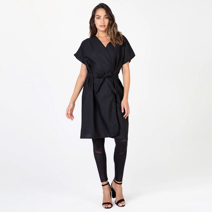 Betty Dain Wraps: Easy Wear Comfort Client Wrap - Salon Robe in Black
