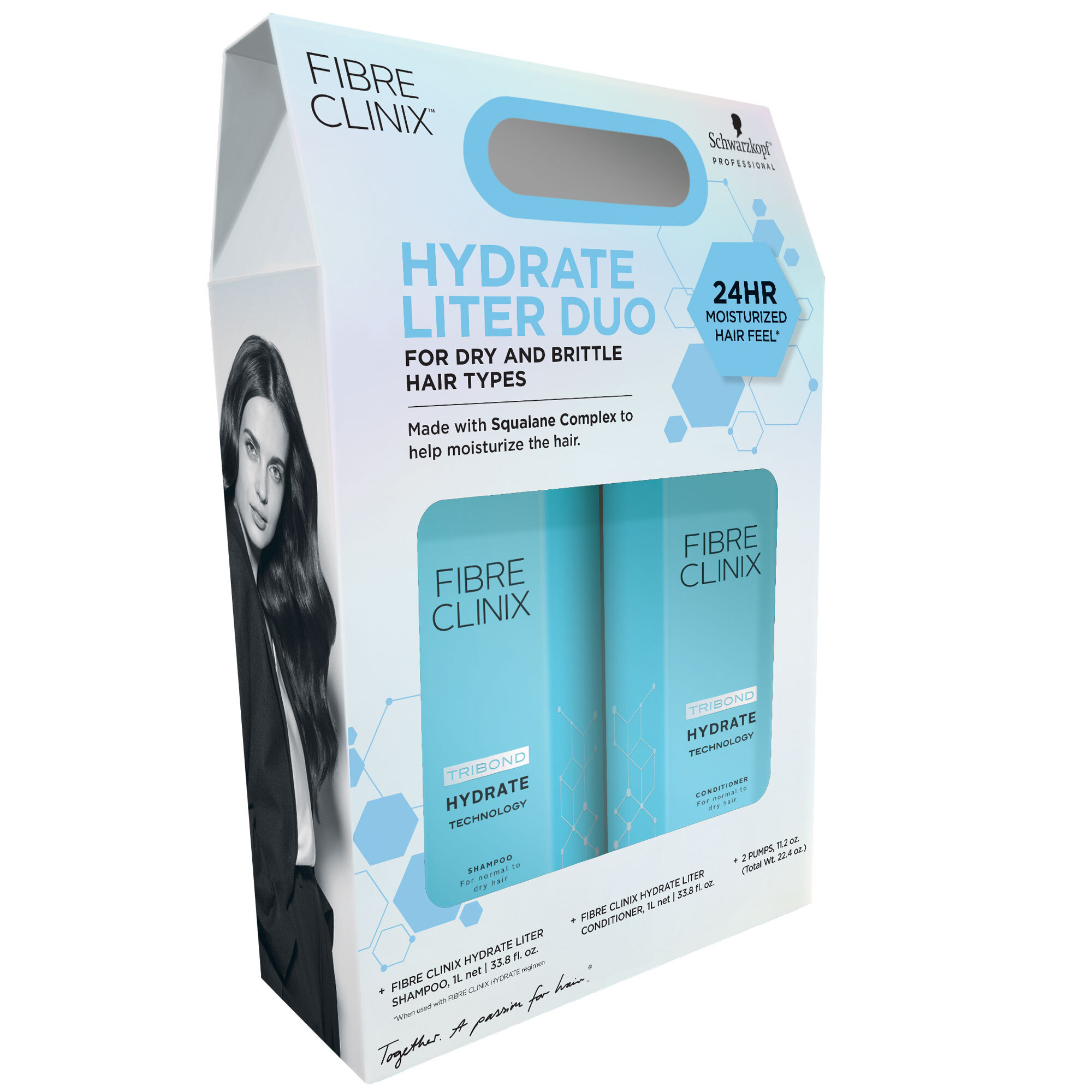 Schwarzkopf FIBRE CLINIX® Hydrate Shampoo and Conditioner Liter Duo