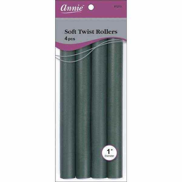 Annie Annie Soft Twist Rollers 10" Dark Green - 1", 4 pack