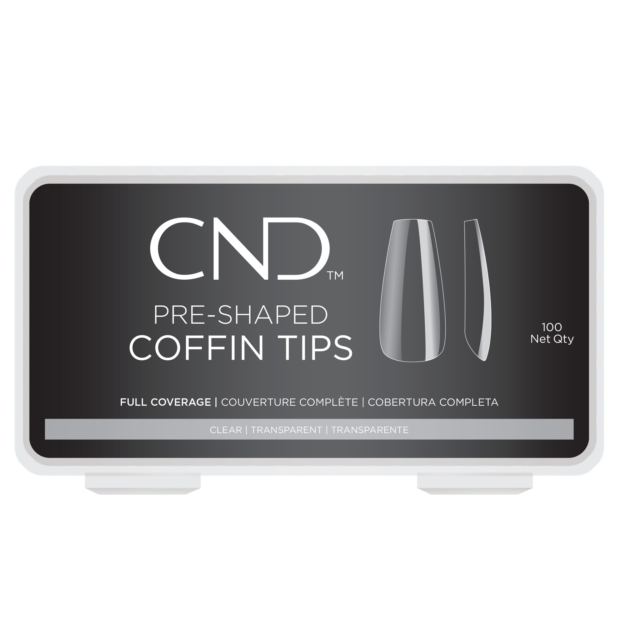 CND Pre-Shaped Clear Tips - Coffin, 100 count