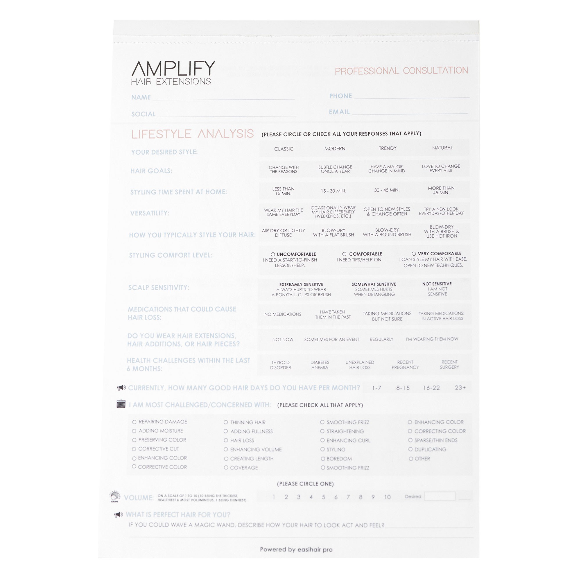 AMPLIFY TOOLS & SUPPLIES: Consultation Pad 50 Sheets