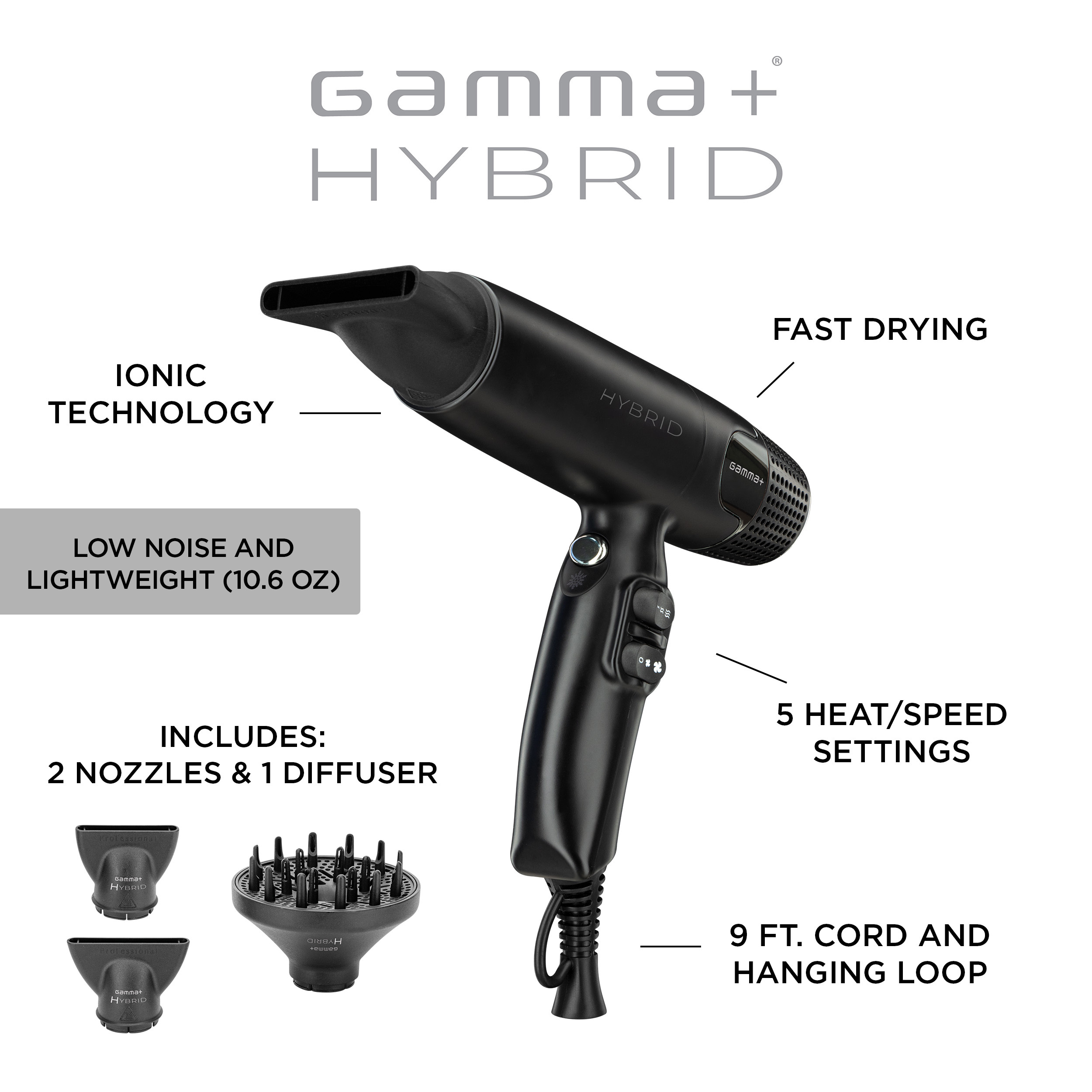 Stylecraft Gamma+ Hybrid Dryer - Black