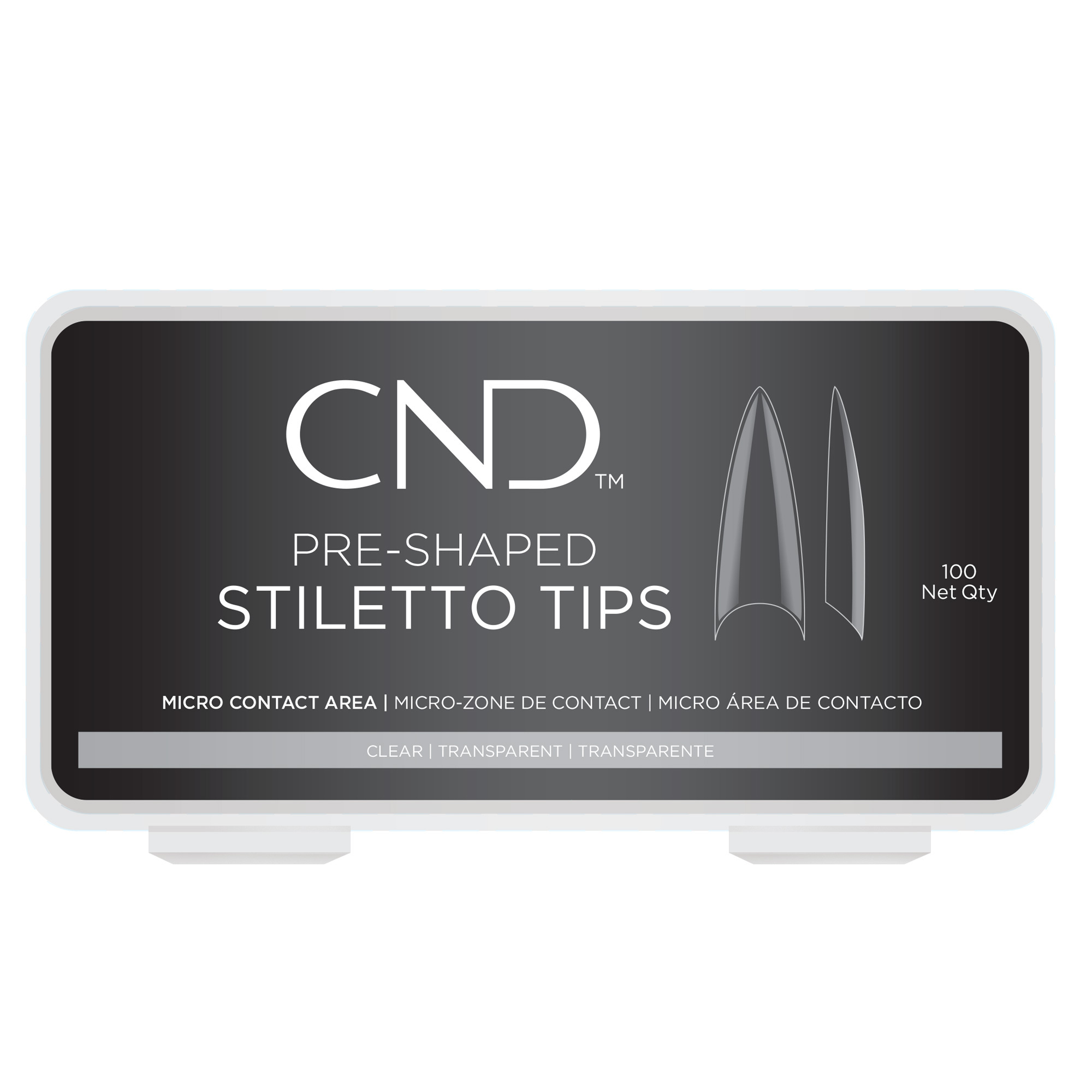 CND Pre-Shaped Clear Tips - Stiletto, 100 count