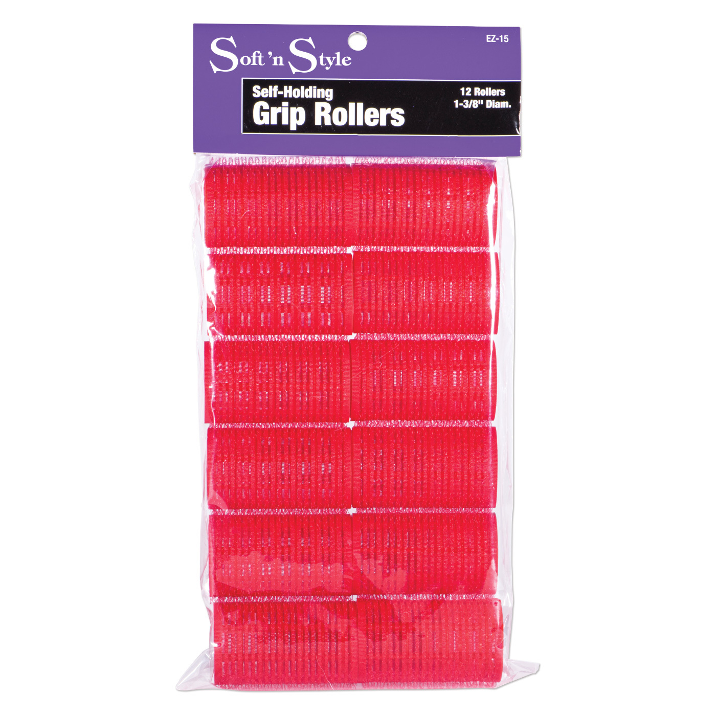 Burmax Soft'n Style Self-Holding Grip Rollers - 1 3/4", Red