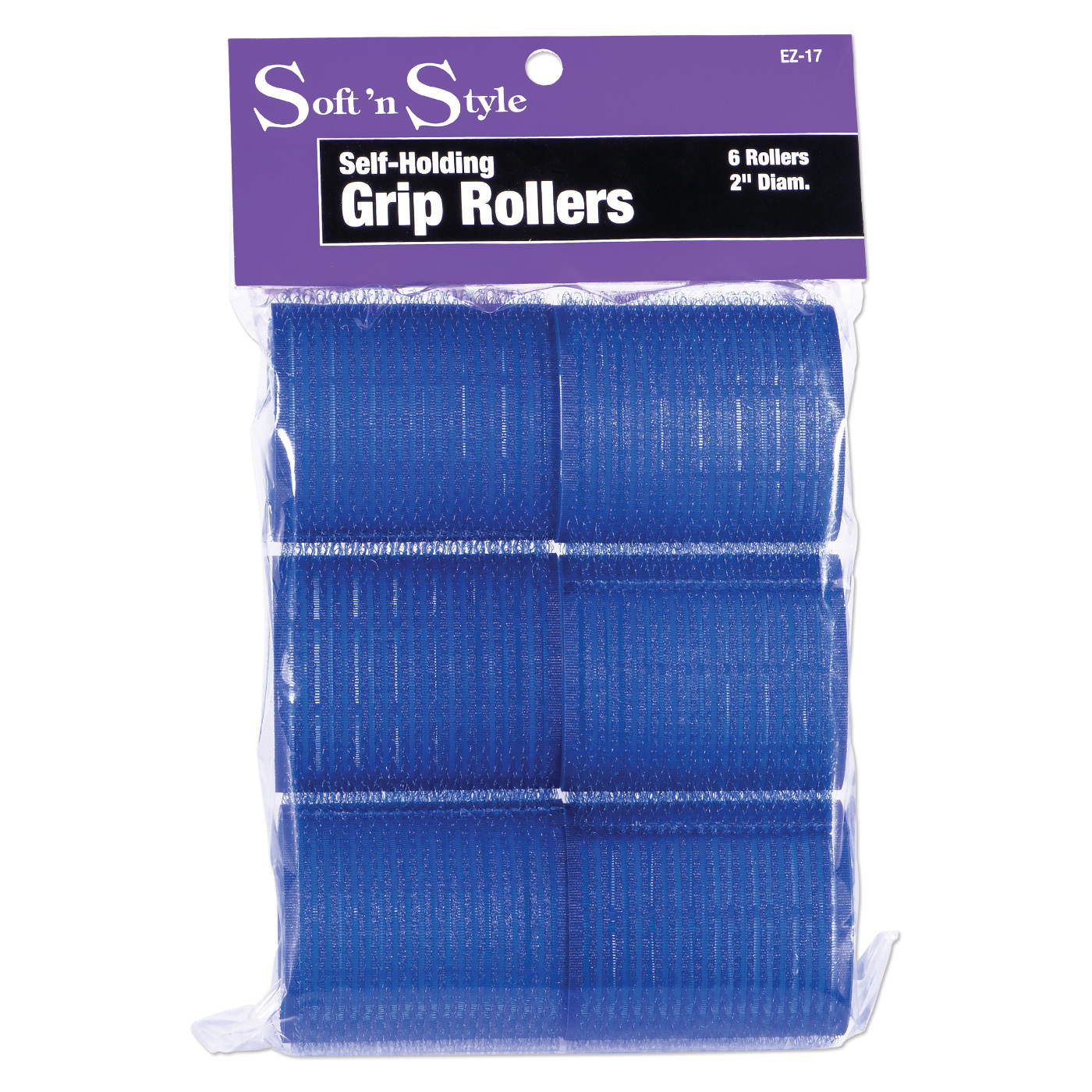 Burmax Soft'n Style Self-Holding Grip Rollers - 2", Blue