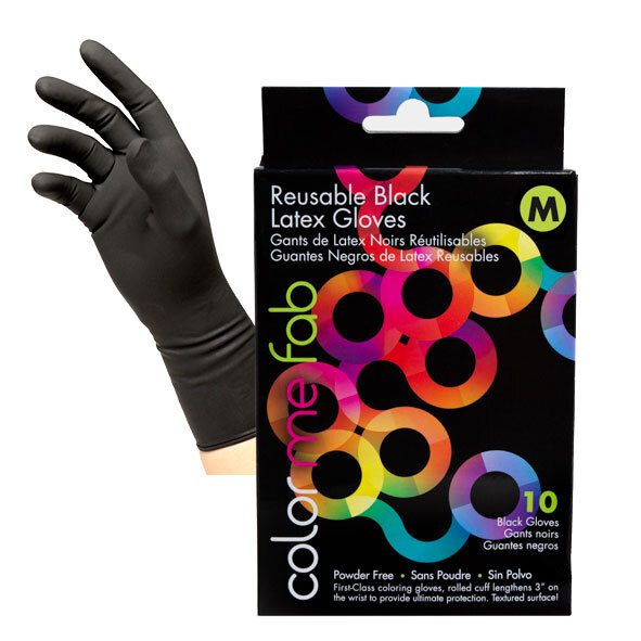 Framar GLOVES: Color Me Fab Reusable Black Latex Gloves - Medium 10ct