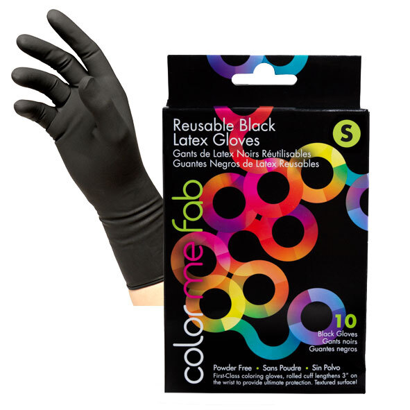 Framar GLOVES: Color Me Fab Reusable Black Latex Gloves - Small 10ct