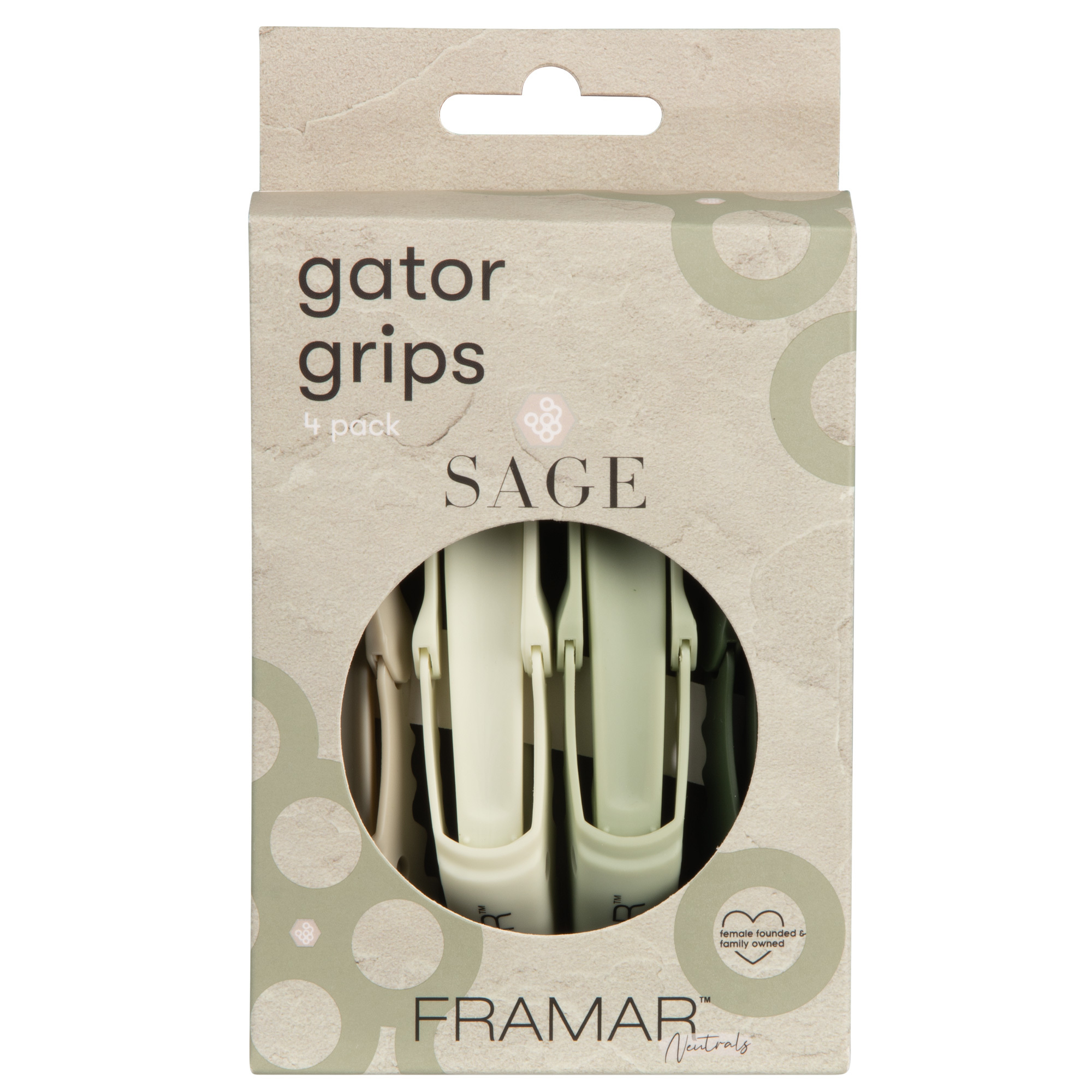 Framar Gator Grips Clip 4pk - Sage