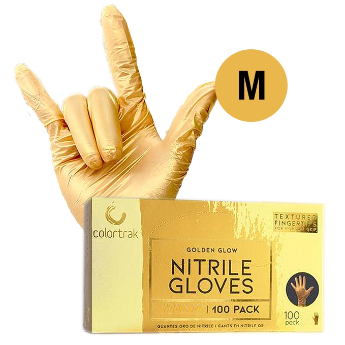 Colortrak Gloves: Golden Glow Nitrile Gloves - Medium 100 pk