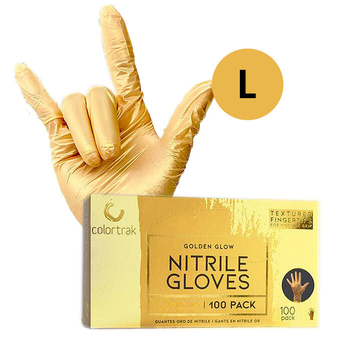 Colortrak Gloves: Golden Glow Nitrile Gloves - Large 100 pk
