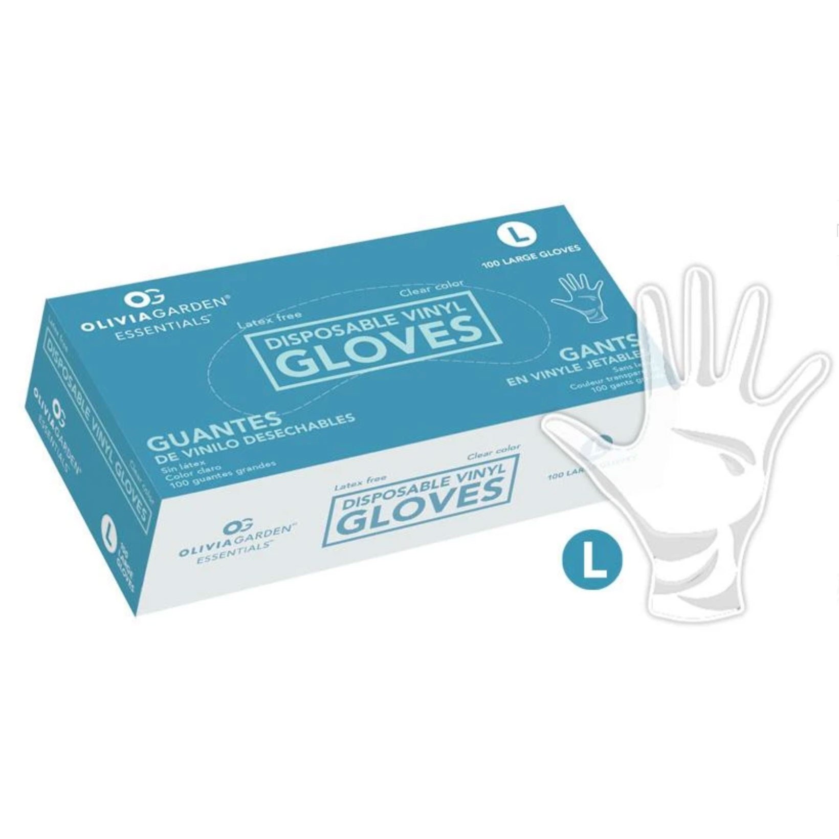 Olivia Garden Clear Disposable Vinyl Gloves - Large - 100ct