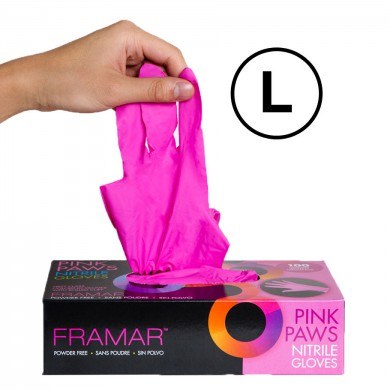 Framar GLOVES: Pink Paws Nitrile Gloves - Large