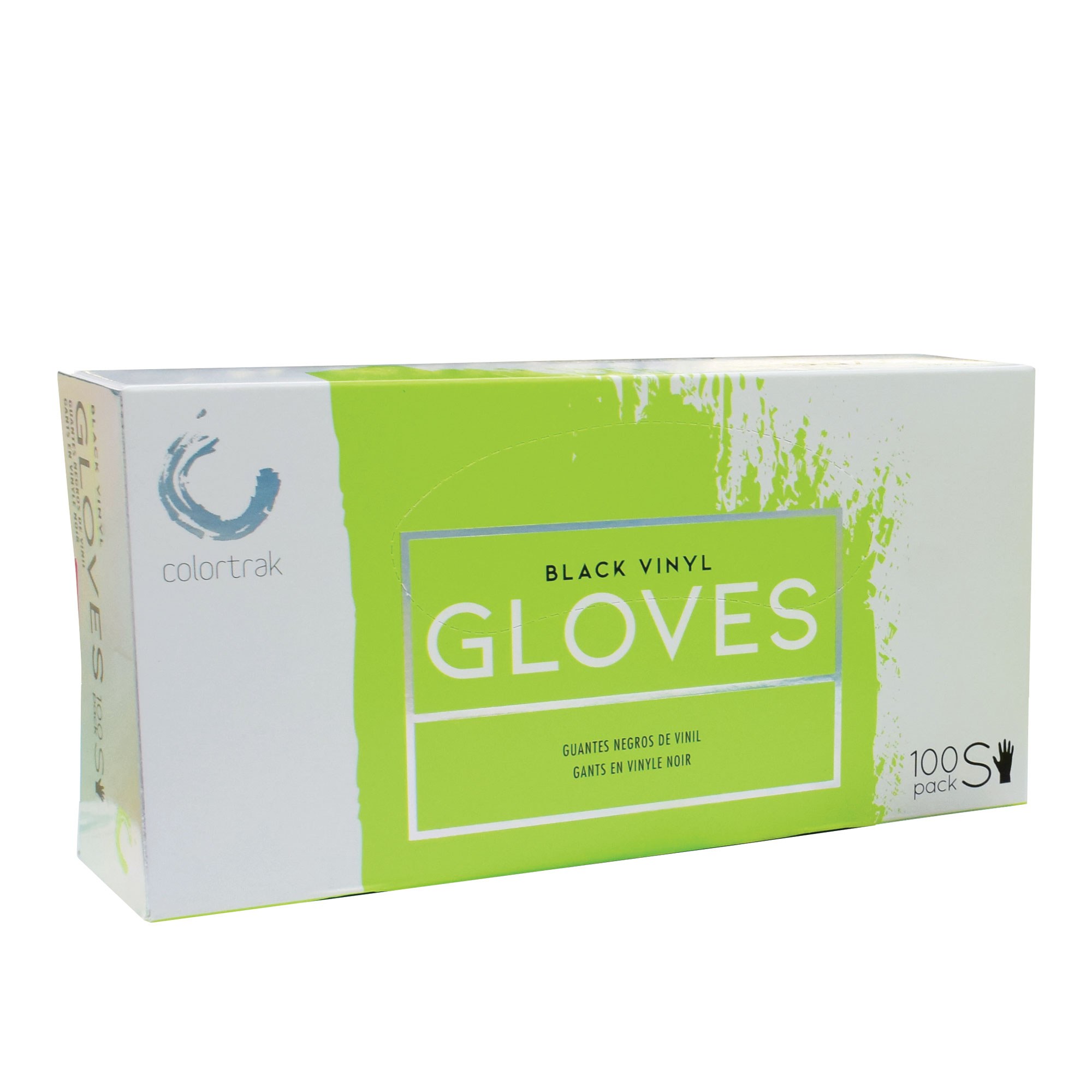 Colortrak Gloves: Black Disposable Vinyl Gloves - Small