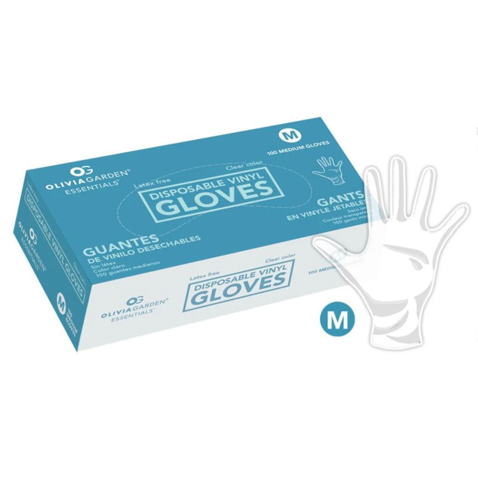 Olivia Garden Clear Disposable Vinyl Gloves - Medium - 100ct