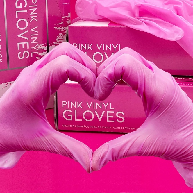 Colortrak Gloves: Pink Disposable Gloves Medium